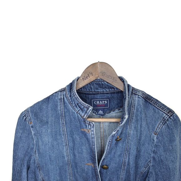 Vintage Chaps Distressed Denim Jean Jacket Medium / Large - Picture 4 of 7